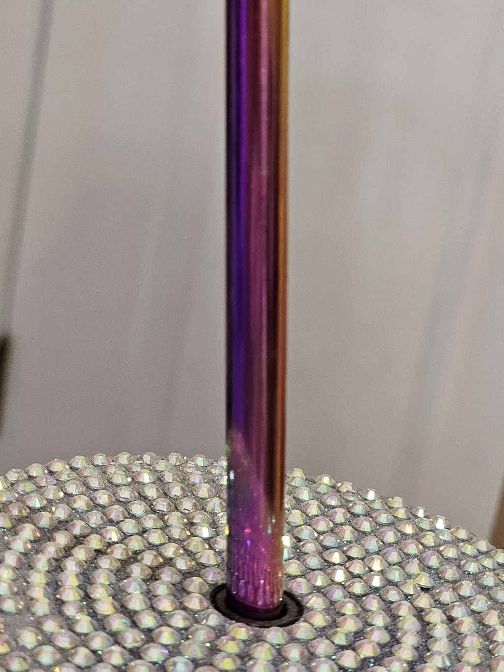 Iridescent Rhinestone Tumbler with Metal Straw - Picture 5 of 12